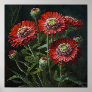 Rood Engels Daisy Flower Art Print Poster