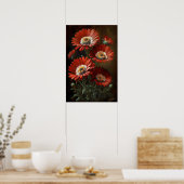 Rood Engels Daisy Flower Art Print Poster (Keuken)