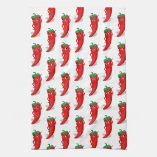 Rood epper Diva Cartoon - Verticaal patroon Theedoek