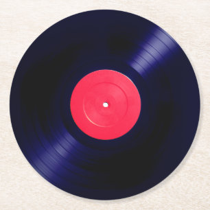 Rood etiket vinylfaux ronde kartonnen onderzetter