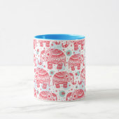 Rood etnisch olifantenpatroon mok (Midden)