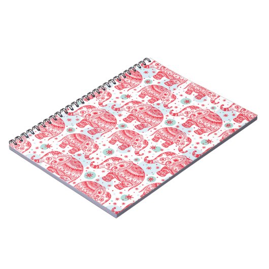 Rood etnisch olifantenpatroon notitieboek (Linkerzijde)