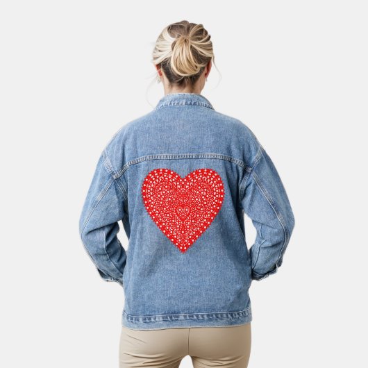 Rood Fancy hartontwerp Denim Jacket (Model)