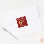Rood, Faux Gold 6th Birthday + Eigen naam sticker (Envelop)