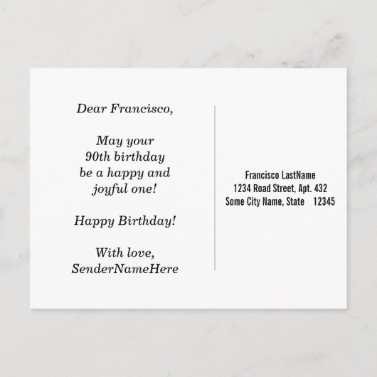 Rood, Faux Gold 90ste verjaardag + aangepaste naam Briefkaart (Achterkant)