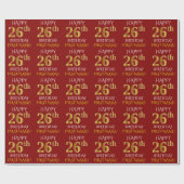 Rood, Faux Gold "HAPPY 26th BIRTHDAY" Cadeaupapier (Vlak)