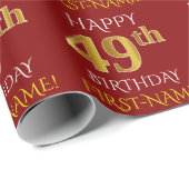 Rood, Faux Gold "HAPPY 49th BIRTHDAY" Cadeaupapier (Rol Hoek)