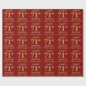 Rood, Faux Gold "HAPPY 71st BIRTHDAY" Cadeaupapier (Vlak)