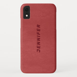 Rood Faux lederen textuur iPhone XR Hoesje