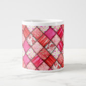 Rood Faux Patchwork Quiltpatroon Extra Grote Beker (Voorkant)