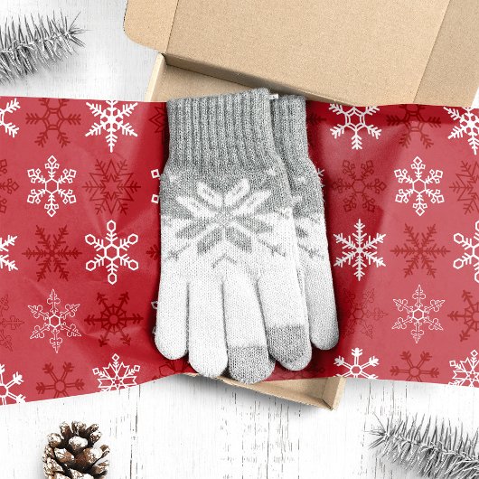 Rood Feestelijk Sneeuwvlokpatroon Tissuepapier