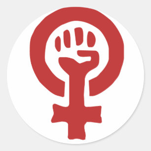 Rood feminisme symbool ronde sticker