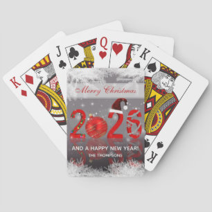 Rood Festief Kerstmis Nieuwjaar 2026 Pokerkaarten