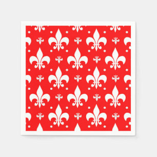 Rood Fleur-de-lis-patroonontwerp Servet