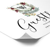 Rood Floral Crest Wedding Guestbook Poster (Hoek)