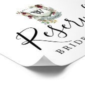 Rood Floral Monogram Crest Weddenschap Gereserveer Poster (Hoek)