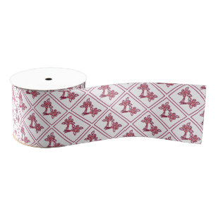 Rood Floral Pattern Ribbon Grosgrain Lint