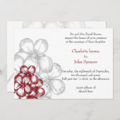 Rood florale bruiloft Uitnodigingen (Voorkant / Achterkant)