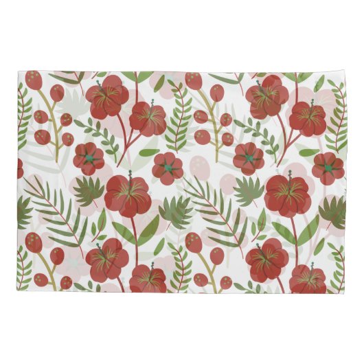 Rood floreel naadloos patroon op witte achtergrond kussensloop (Achterkant-Links)