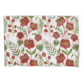 Rood floreel naadloos patroon op witte achtergrond kussensloop (Voorkant-Links)