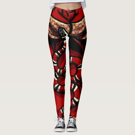Rood fluweel taart slang leggings (Voorkant)