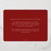 Rood/Folie MD Caduceus Afstuderen Foto aankondigin Folie Uitnodiging (Achterkant)