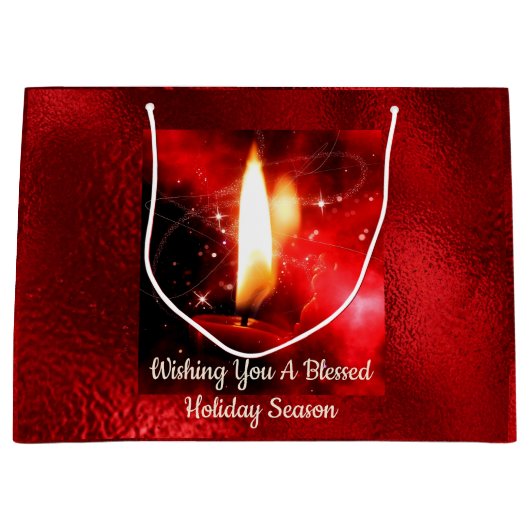 Rood Folie met kaarsje zonder kaars Gift Bag Groot Cadeauzakje (Voorkant)