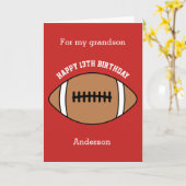 Rood Football 13e verjaardag kleinzoon Kaart (Gele Bloem)