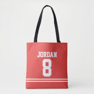 Rood Football Jersey met de Naam en het Aantal van Draagtas