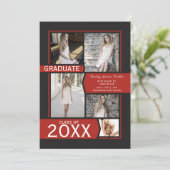 Rood fotocollage klasse van Afstuderen Aankondiging (Staand voorkant)