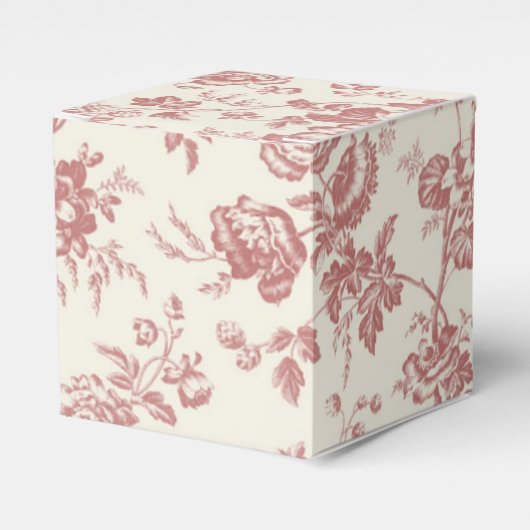 Rood Frans Toile Canvas Party Favor Box Bedankdoosjes (Voorkant Zijde)