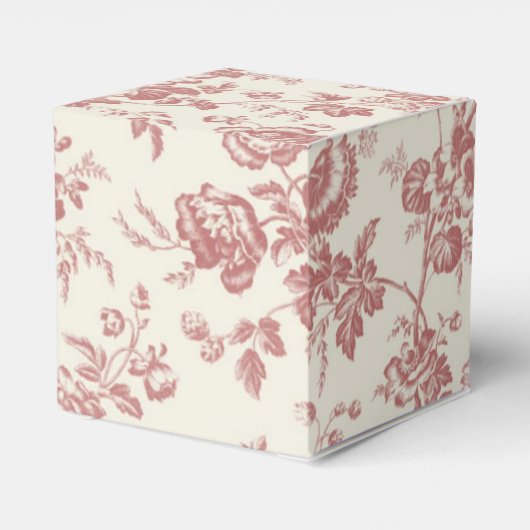 Rood Frans Toile Canvas Party Favor Box Bedankdoosjes (Achterkant)