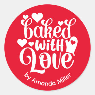 Rood gebakken met liefde Vaderdag bakken Ronde Sticker