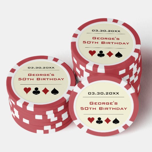 Rood Gebroken Wit Las Vegas Casino Poker Chip Verj (Opstapeling)