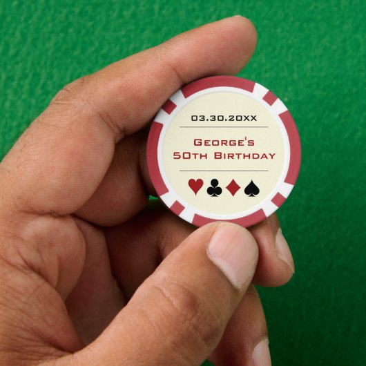 Rood Gebroken Wit Las Vegas Casino Poker Chip Verj (Hand)