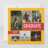 Rood & Geel 6 Foto Afstuderen Uitnodiging (Voorkant)