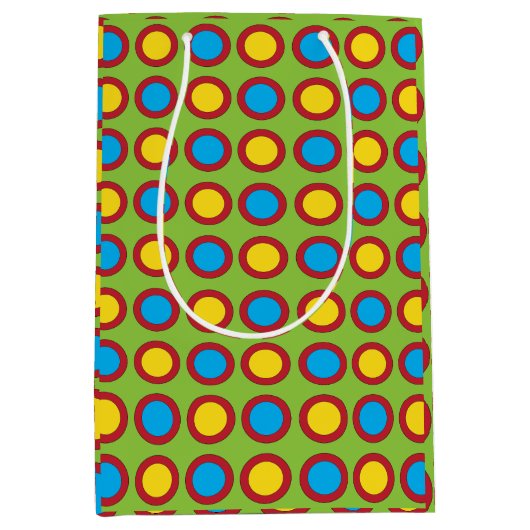 Rood Geel Blauw Cirkels Medium Cadeauzakje (Voorkant)