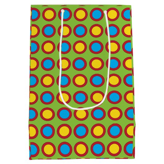 Rood Geel Blauw Cirkels Medium Cadeauzakje (Achterkant)