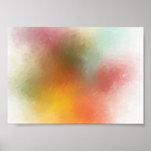 Rood Geel Blauw Groen Paars Roze Matig Abstract Poster (Voorkant)