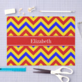 Rood, geel, blauw LG Chevron Red Name Monogram Tissuepapier (Craft)