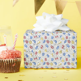Rood Geel Blauw Nummer Zwart Wit Cadeaupapier