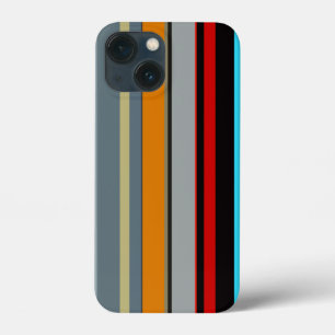 Rood Geel Blauw Zilver Meerkleurig Streeppatroon iPhone 13 Mini Hoesje