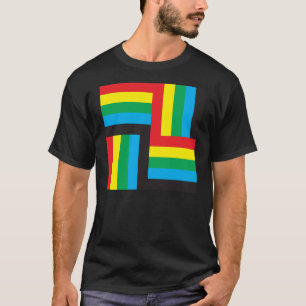 rood geel blauw zwart spel t-shirt