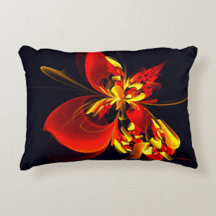 Rood Geel Bloemen Modern Abstract Kunstpatroon #10 Accent Kussen
