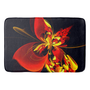 Rood Geel Bloemen Modern Abstract Kunstpatroon #10 Badmat