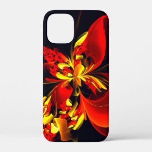 Rood Geel Bloemen Modern Abstract Kunstpatroon #10 iPhone 12 Mini Hoesje