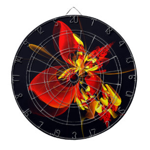 Rood Geel Bloemen Modern Abstract Kunstpatroon #10 Dartbord