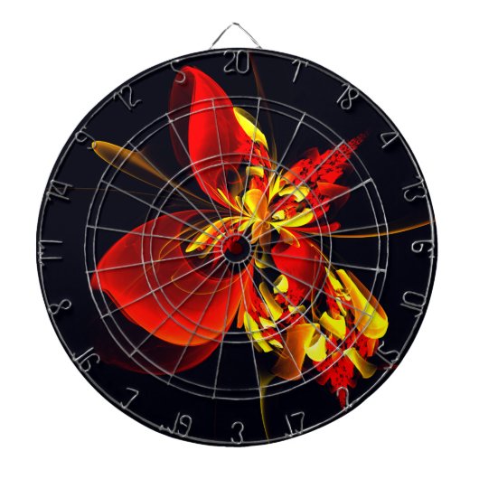 Rood Geel Bloemen Modern Abstract Kunstpatroon #10 Dartbord (Voorkant)