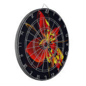 Rood Geel Bloemen Modern Abstract Kunstpatroon #10 Dartbord (Voorkant Links)