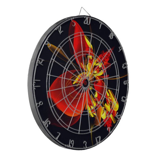 Rood Geel Bloemen Modern Abstract Kunstpatroon #10 Dartbord (Voorkant Links)